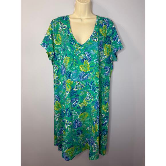 Lilly Pulitzer Etta short sleeve Dress Botanical Green In A Flutter Sz XXL - Picture 4 of 11